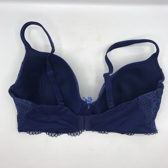 Victorias Secret Padded Underwire Lined Demi Lace Bra Royal Blue 38DD - Picture 2 of 5